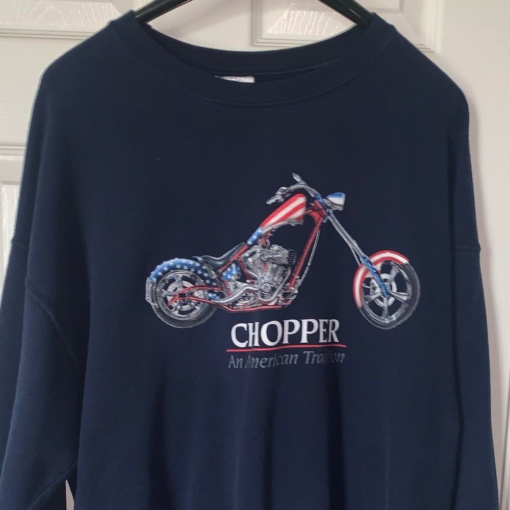 Vintage Motorcycle american flag crewneck